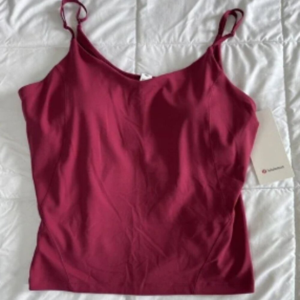 New Lululemon Size 14 Align Waist Length Cami Tank C/D Built In Bra Magenta